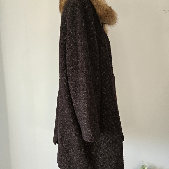 ADDITION ELLE brown wool coat with removable faux fur collar. Size XXL - Picture 6 of 14